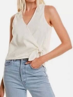 Madewell Texture & Thread Cream Wrap Tank with Side Tie